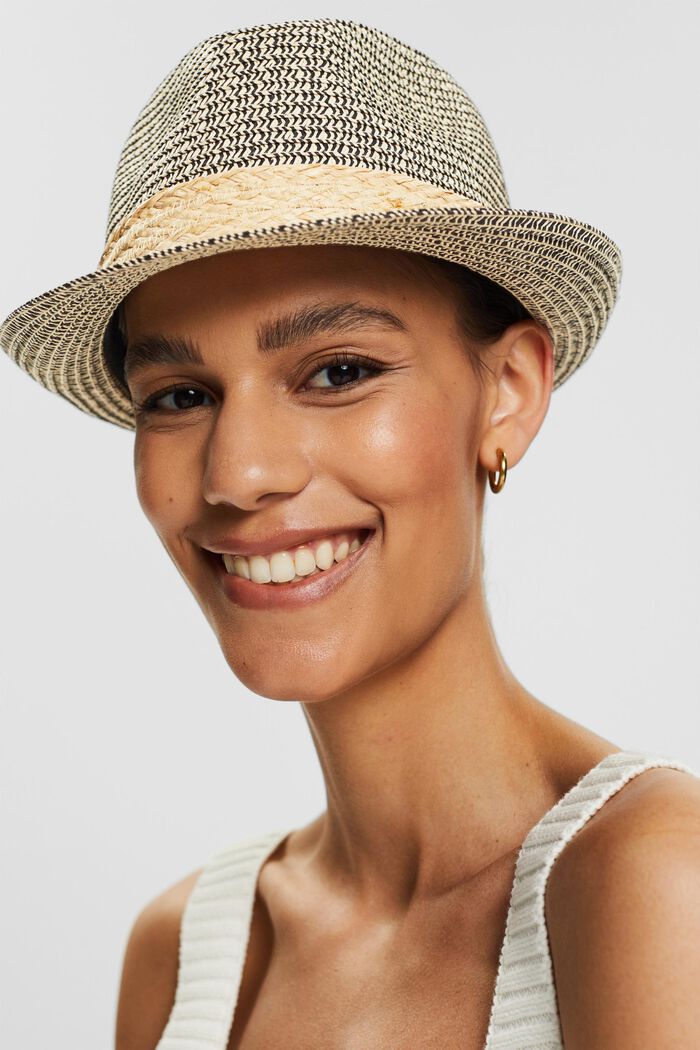 Melanżowy kapelusz Trilby ze słomkową taśmą