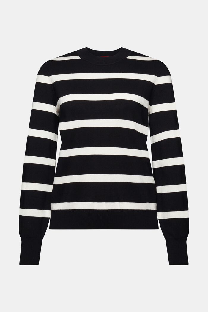 Sweter z okrągłym dekoltem w paski, NEW BLACK, detail image number 6