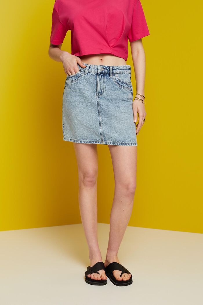 Dżinsowa spódniczka mini, TENCEL™, BLUE BLEACHED, detail image number 0