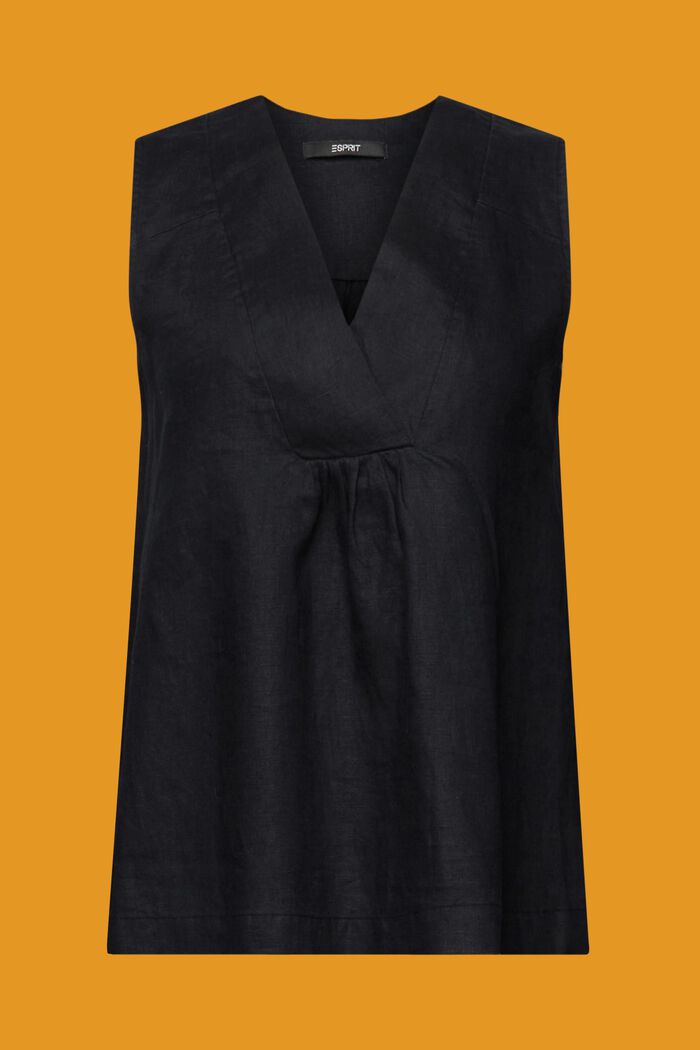 Lniana bluzka bez rękawów, BLACK, detail image number 5