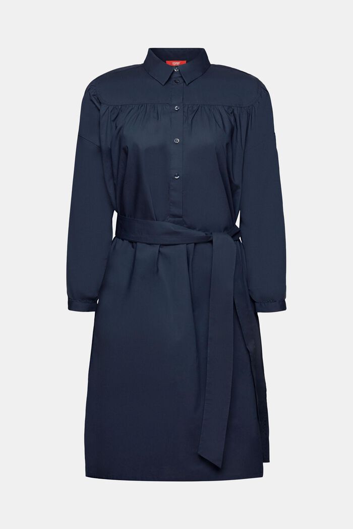 Sukienka koszulowa z wiązanym paskiem, 100% bawełna, PETROL BLUE, detail image number 6