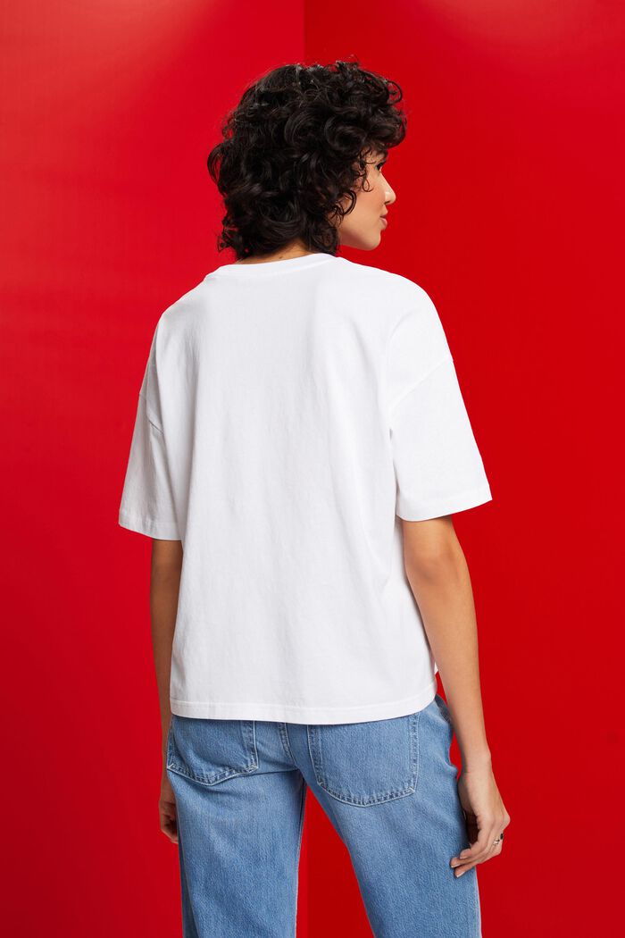 Bawełniany T-shirt w paski, WHITE, detail image number 3