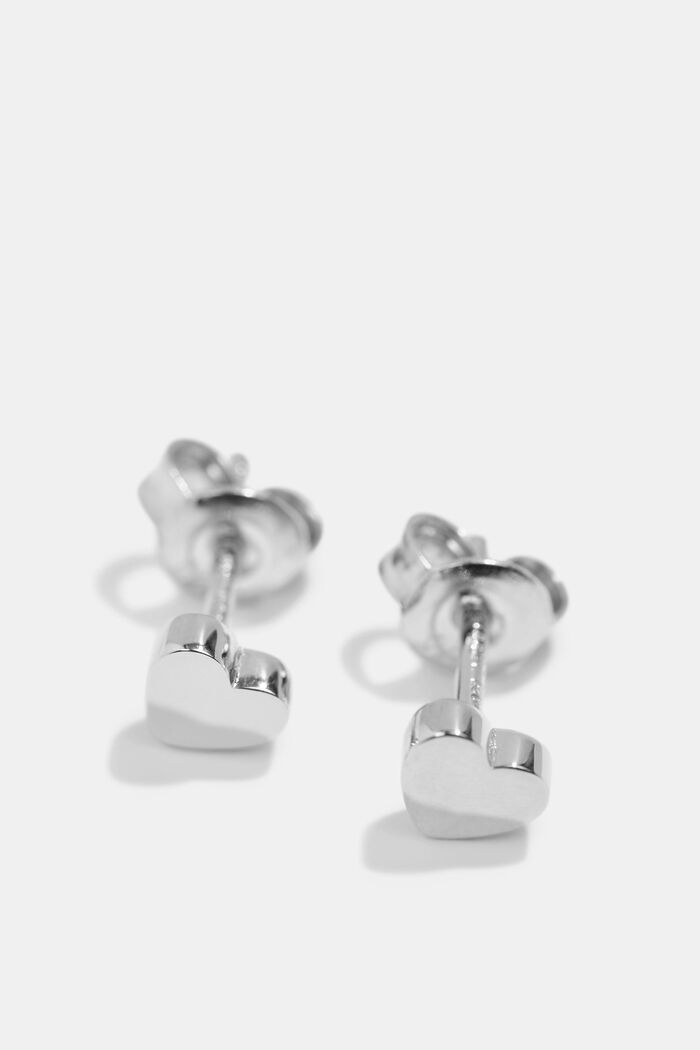 Kolczyki wkrętki w kształcie serca, ze srebra wysokiej próby, SILVER, detail image number 0