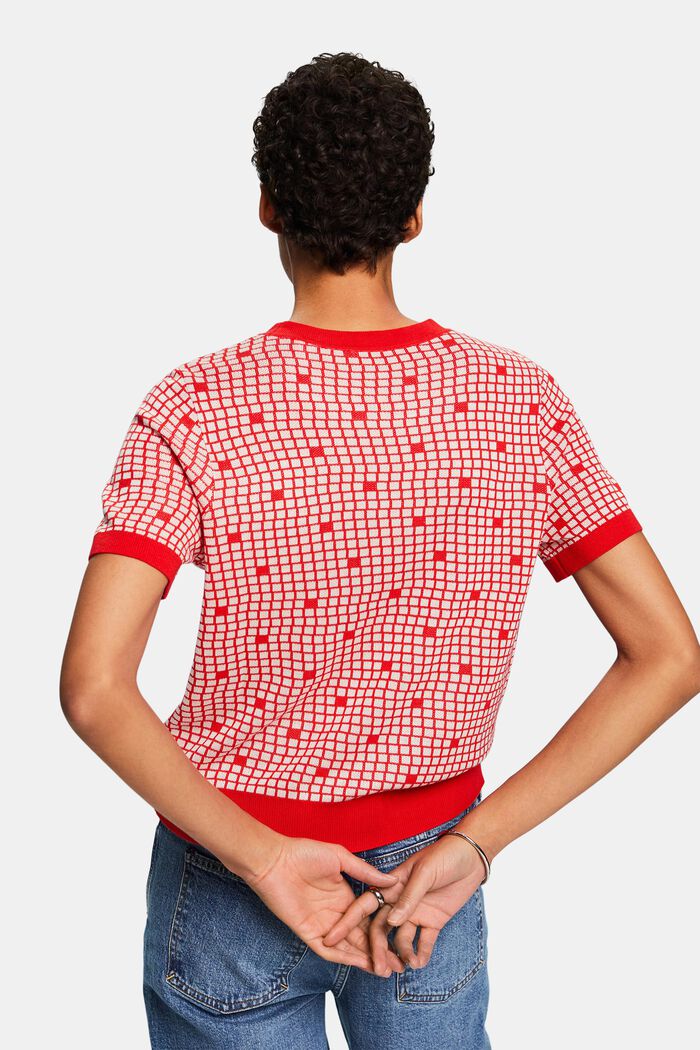 Żakardowa bluza z okrągłym dekoltem, RED, detail image number 2