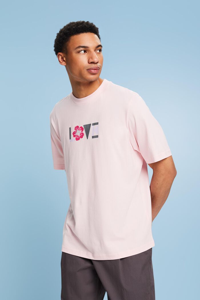 T-shirt z nadrukiem z bawełny pima, unisex, PASTEL PINK, detail image number 0