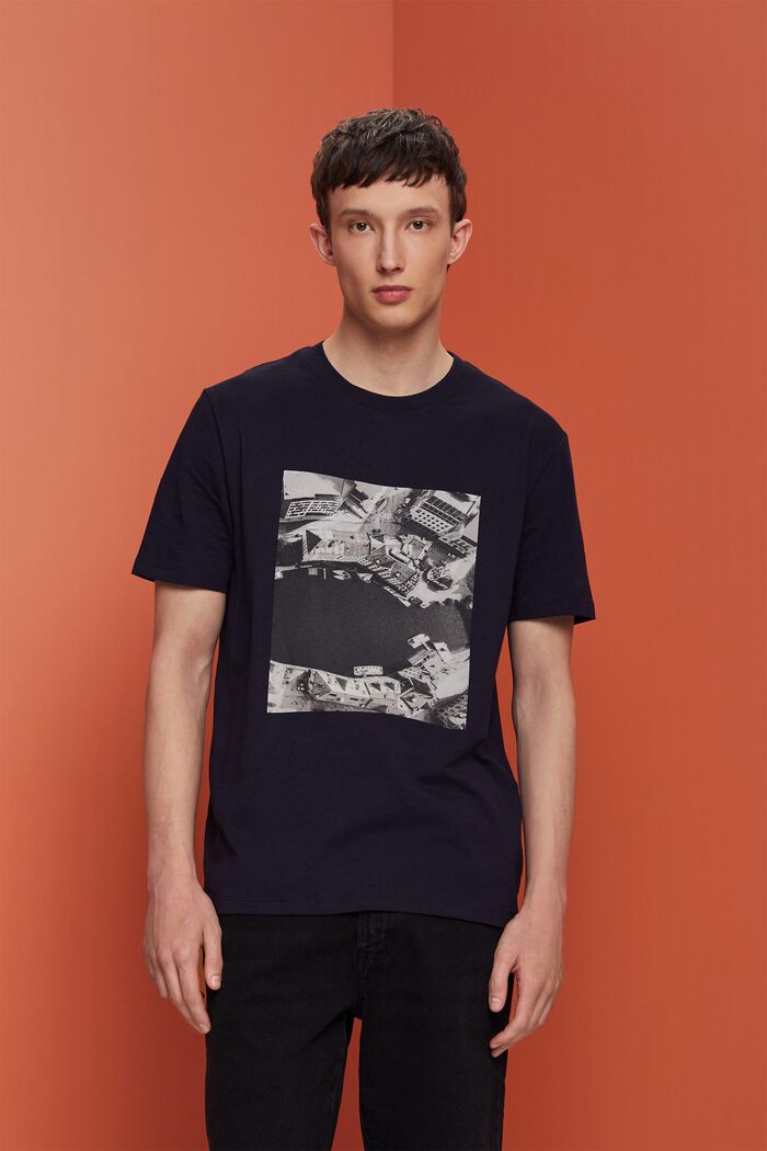 Dżersejowy T-shirt z nadrukiem, 100% bawełny, NAVY, detail image number 0