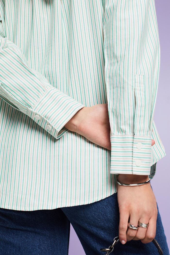 Koszula bawełniana w paski, fason oversize, GREEN, detail image number 3