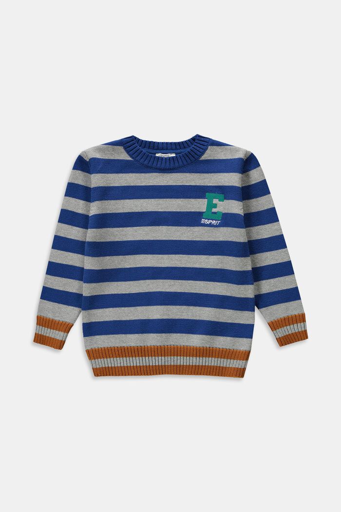 Sweter w paski z haftowanym logo