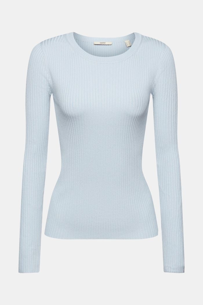Prążkowany sweter, PASTEL BLUE, detail image number 6