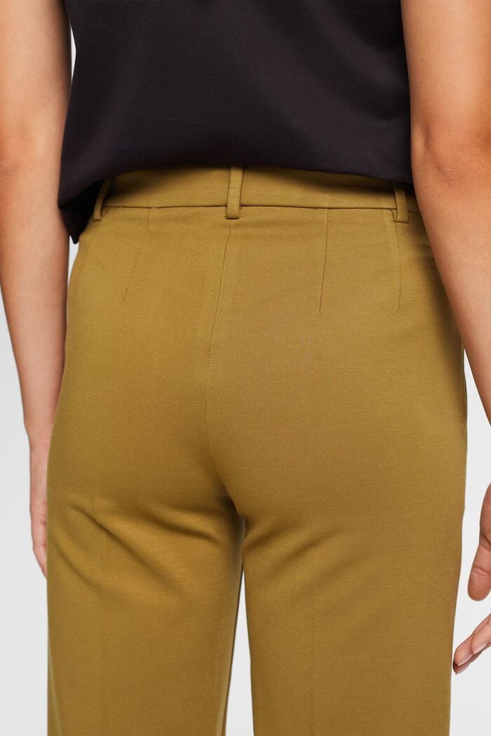 Spodnie o prostym fasonie, dżersej punto, OLIVE, detail image number 4