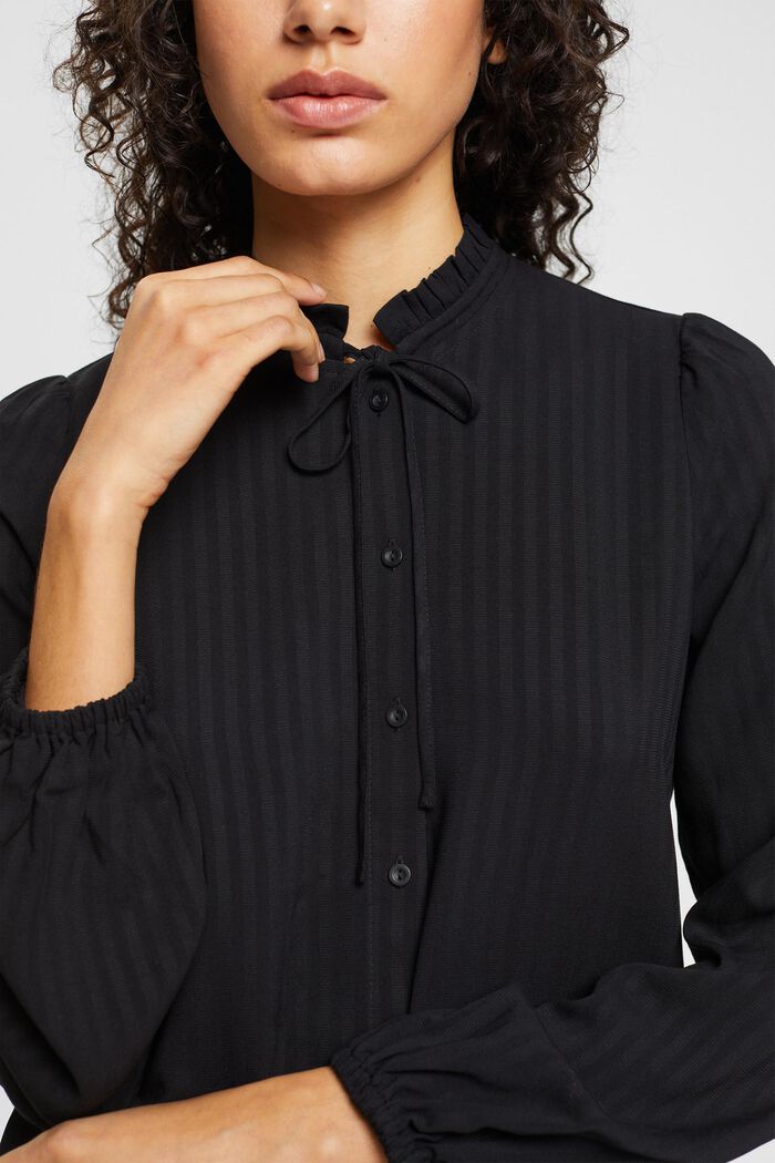 bluzka z marszczonym dekoltem, LENZING™ ECOVERO™, BLACK, detail image number 0