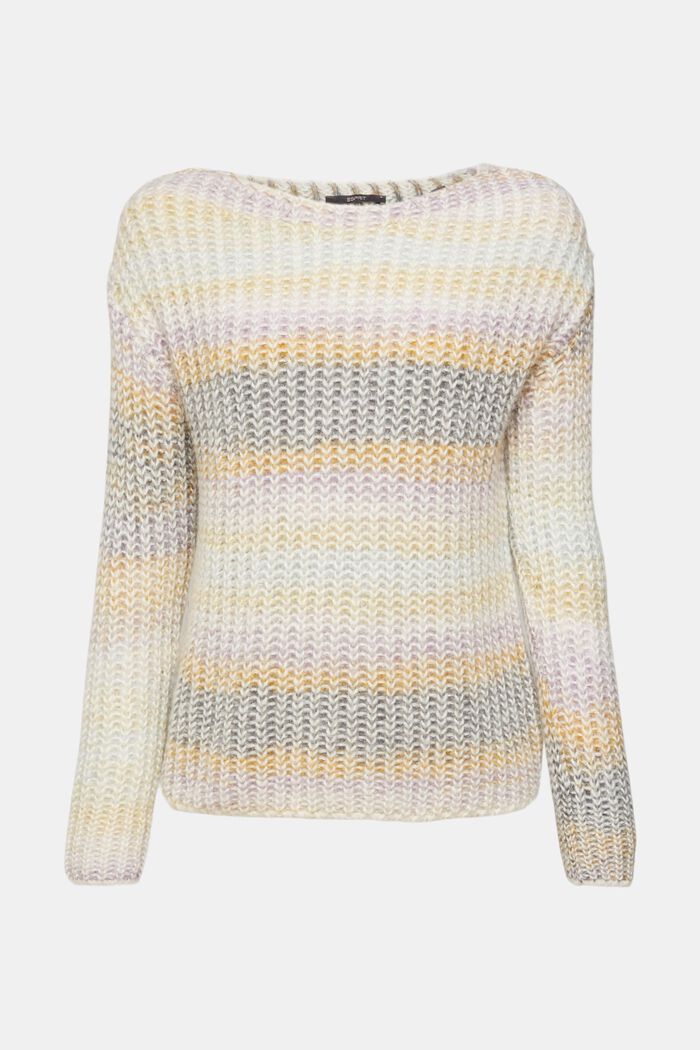 Kolorowy, dzianinowy sweter z alpaką, OFF WHITE, detail image number 6