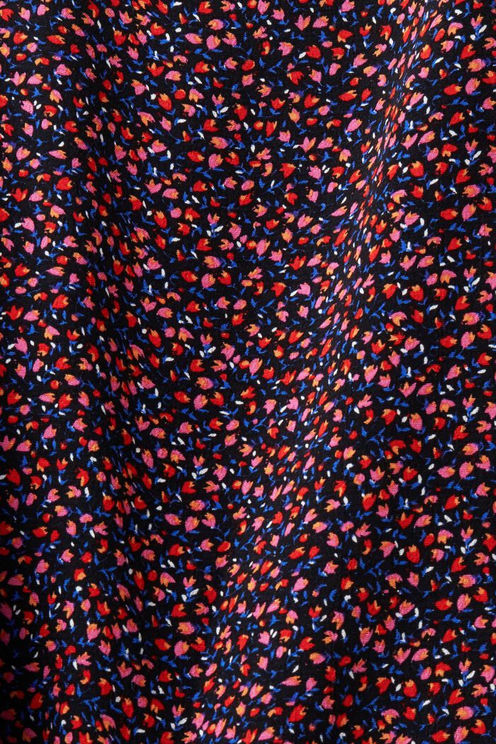 Kwiecista sukienka midi z guzikami, BLACK, detail image number 5