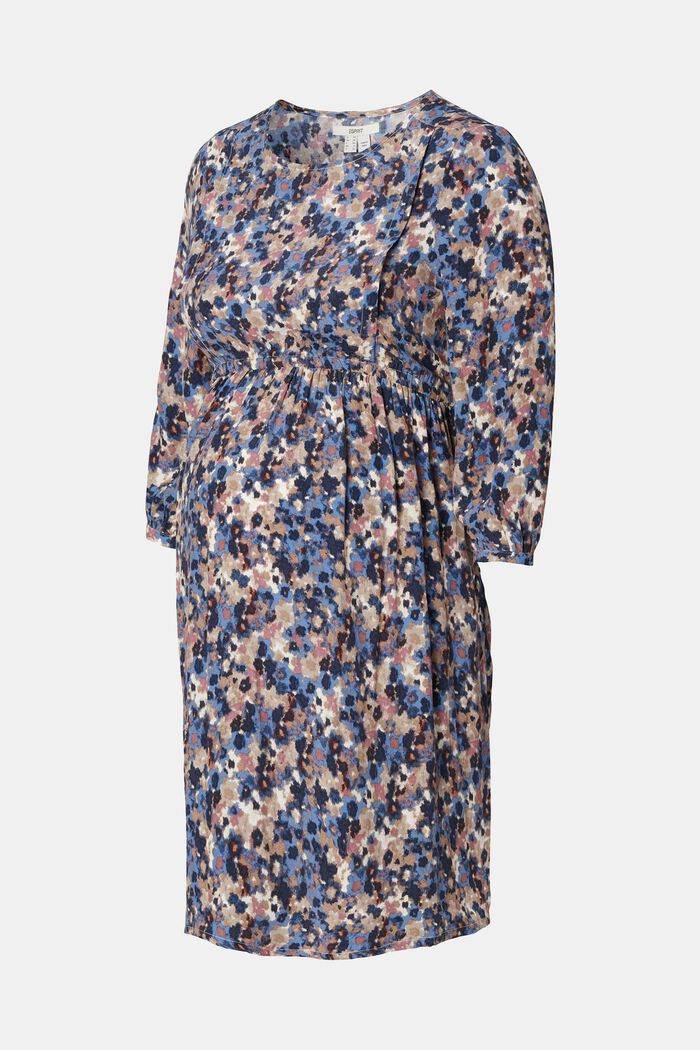Wzorzysta sukienka midi z funkcją karmienia, BLUE, overview