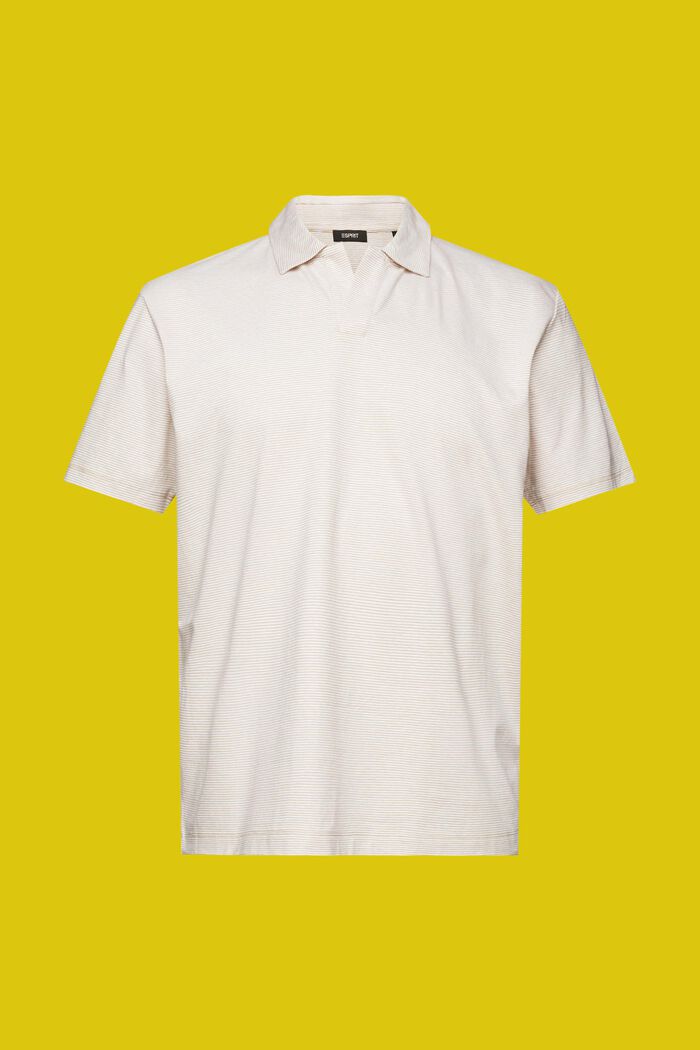 Koszulka polo w paski, mieszanka bawełny i lnu, SAND, detail image number 5