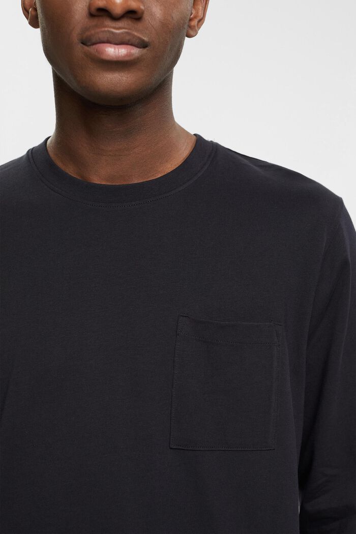Dżersejowa koszulka z długim rękawem, 100% bawełny, BLACK, detail image number 0