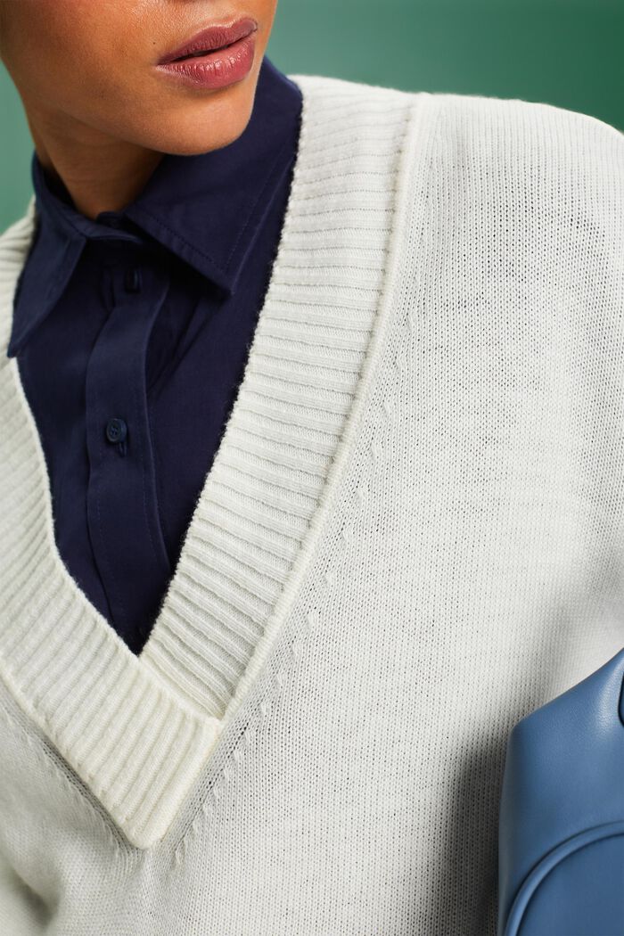 Sweter z dekoltem w serek z mieszanki wełny i kaszmiru, ICE, detail image number 3
