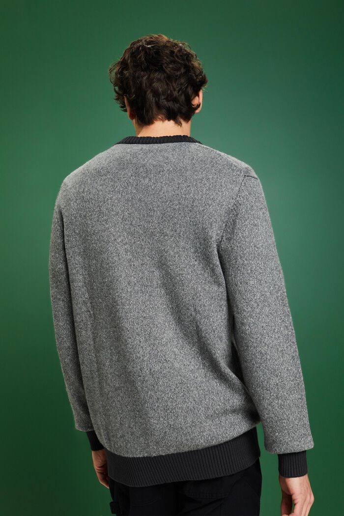 Sweter z okrągłym dekoltem z mieszanki wełnianej, MEDIUM GREY, detail image number 2