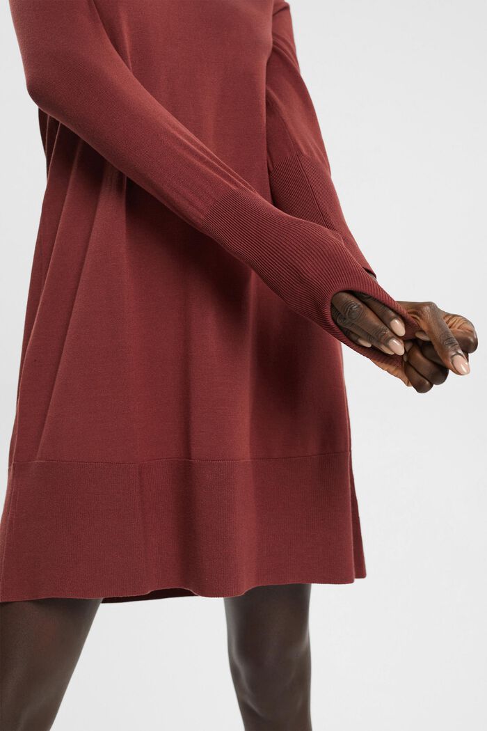 Dzianinowa sukienka mini, BORDEAUX RED, detail image number 0