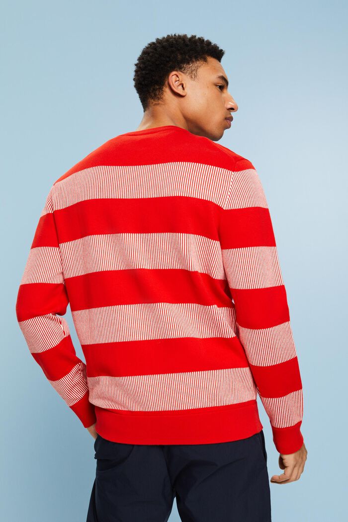 Sweter z prążkowanej dzianiny w paski, RED, detail image number 2