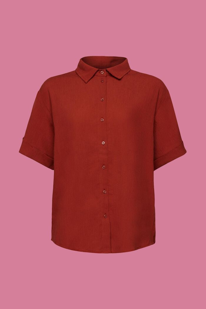 Marszczona bluzka koszulowa oversize, TERRACOTTA, detail image number 7