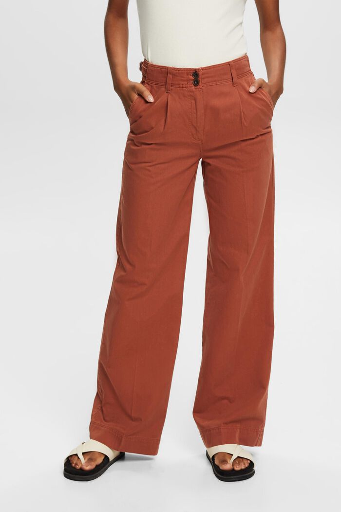 Spodnie chino z szerokimi nogawkami, RUST BROWN, detail image number 0
