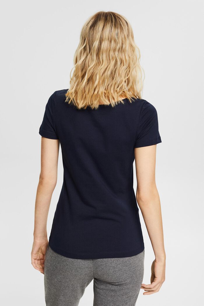 Jednokolorowy T-shirt z bawełny ekologicznej, NAVY, detail image number 3