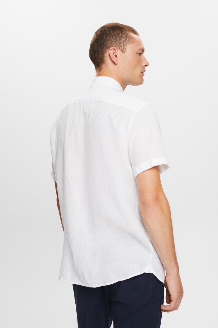 Lniana koszula z krótkim rękawem, WHITE, detail image number 3