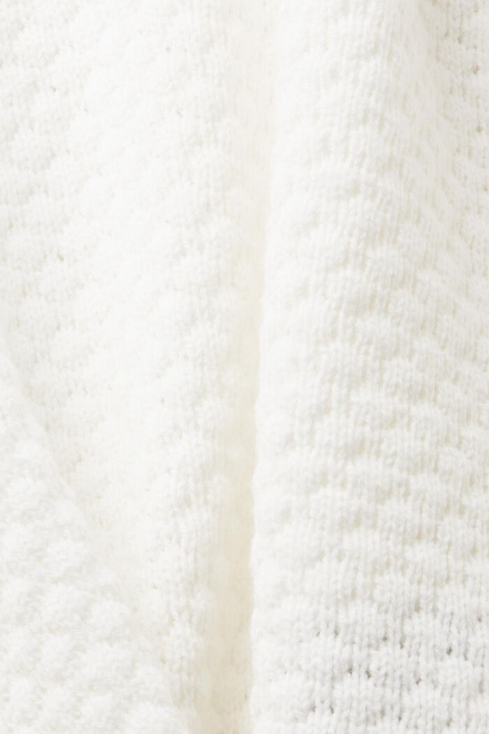Fakturowany sweter z dzianiny, mieszanka z bawełną, OFF WHITE, detail image number 5