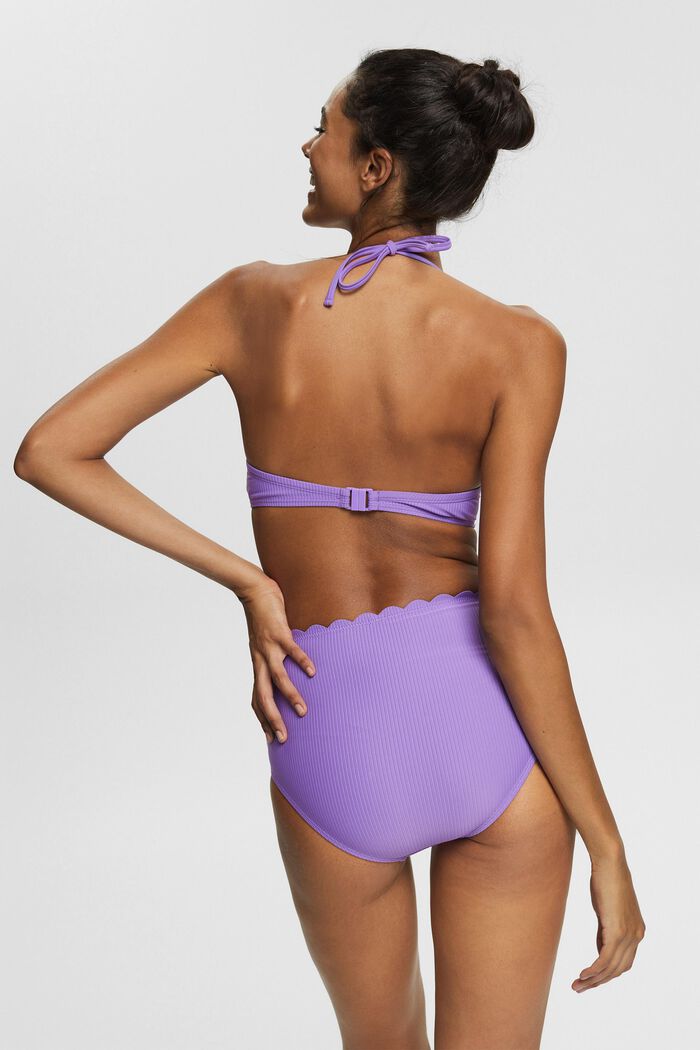Prążkowany top od bikini z falistym brzegiem, VIOLET, detail image number 1