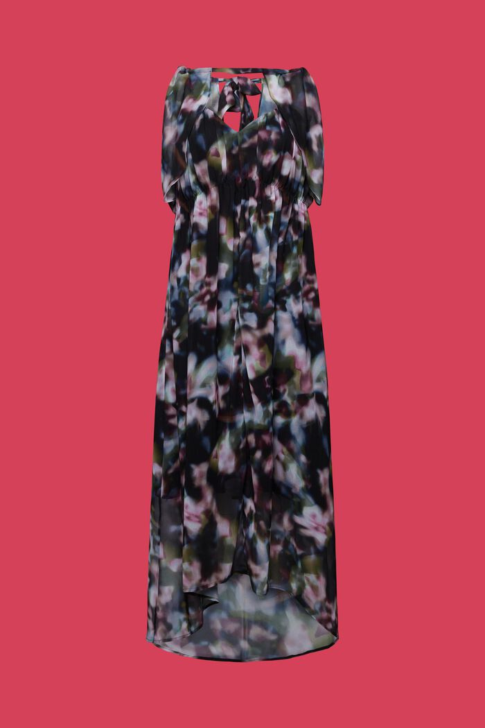 Z recyklingu: wzorzysta sukienka midi z szyfonu, BLACK, detail image number 5