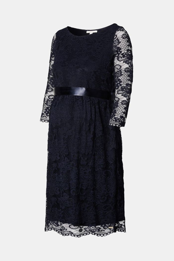 Sukienka z kwiatowej koronki ze streczem, NIGHT SKY BLUE, detail image number 4