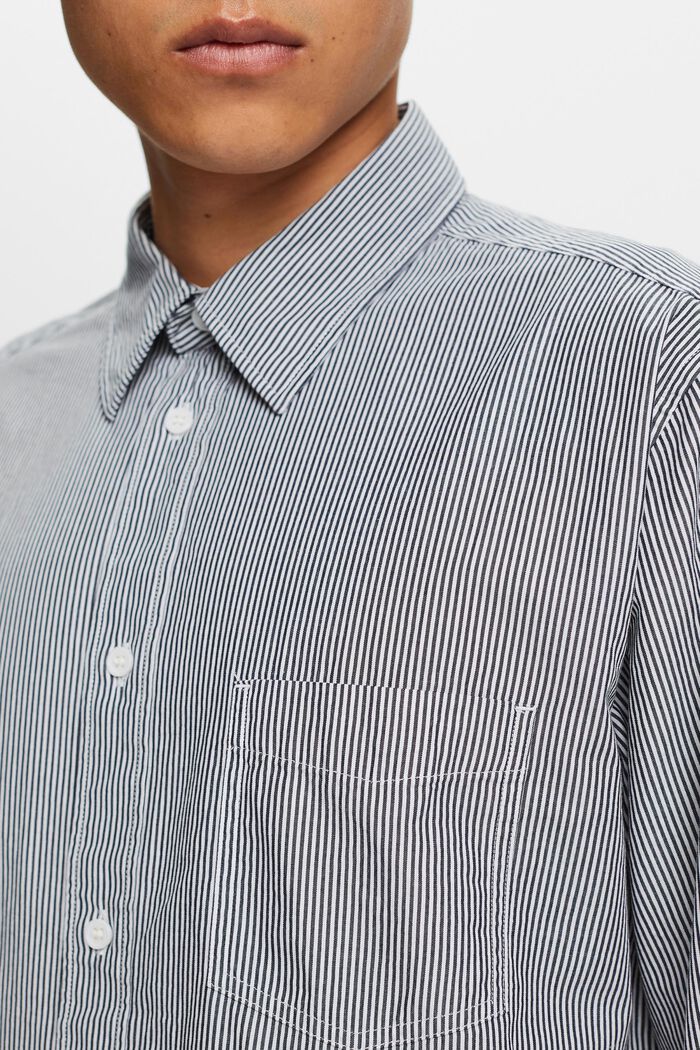 Koszula w paski z bawełnianej popeliny, NAVY, detail image number 2