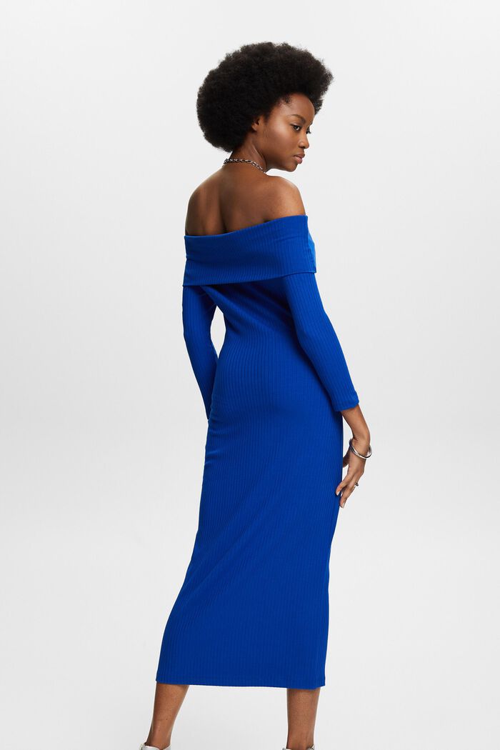 Sukienka midi w prążki z odkrytymi ramionami, BRIGHT BLUE, detail image number 2