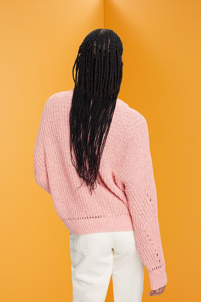Sweter z warkoczowym wzorem, PINK, detail image number 3