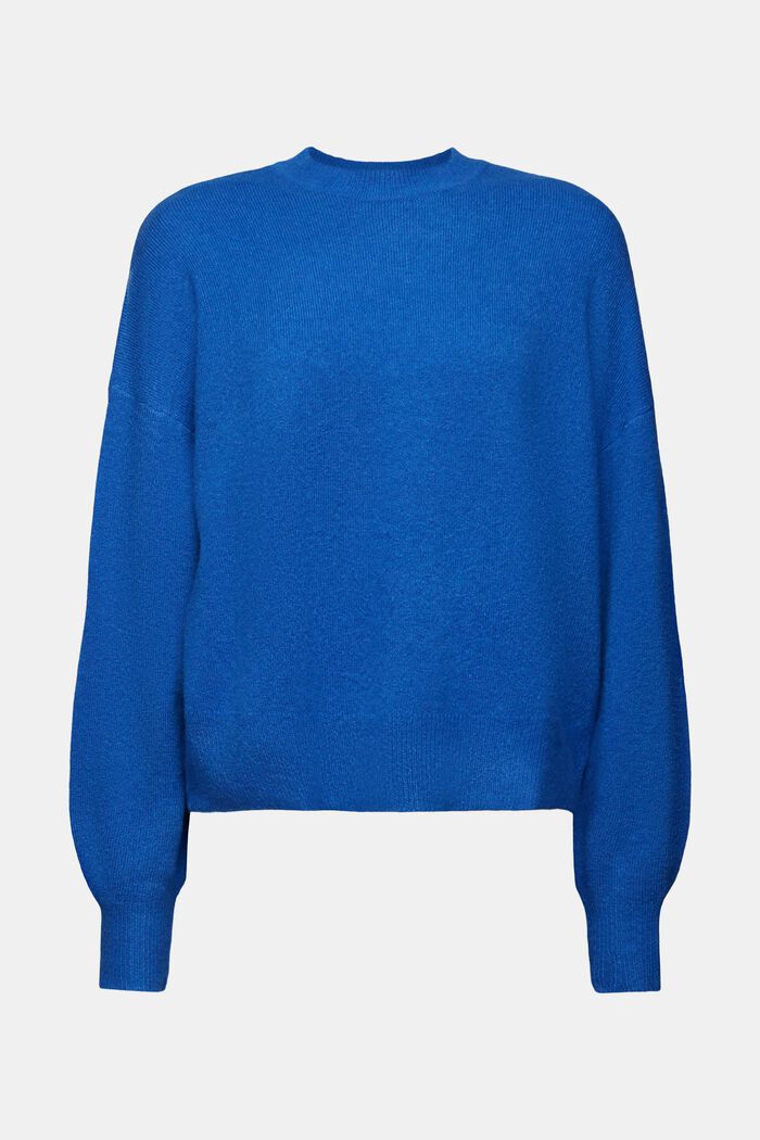 Sweter z okrągłym dekoltem z mieszanki wełnianej, BRIGHT BLUE, detail image number 6