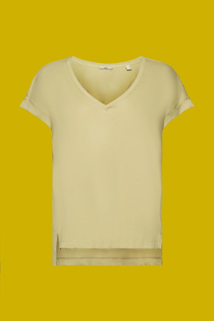 T-shirt z dekoltem w serek, PASTEL GREEN, detail image number 6