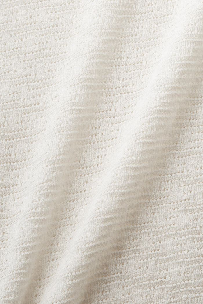 Sweter pointelle z krótkim rękawem, OFF WHITE, detail image number 4