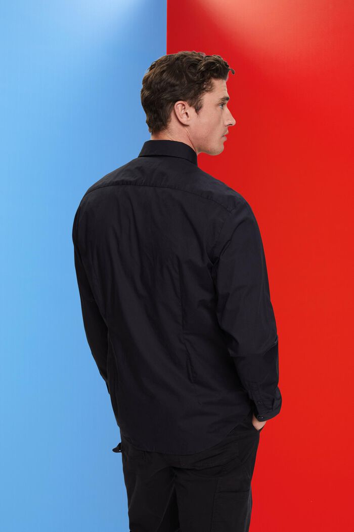 Bawełniana koszula, slim fit, BLACK, detail image number 3