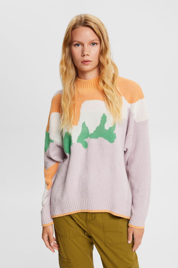 Kolorowy sweter z dzianiny, LAVENDER, detail image number 0