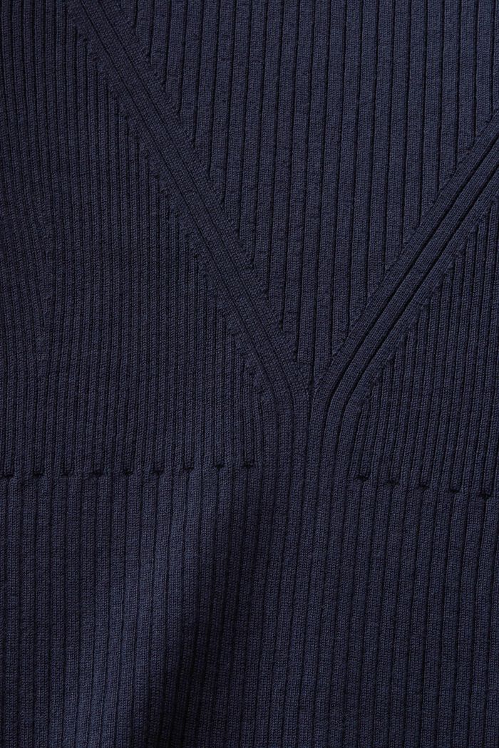 Prążkowany sweter z krótkim rękawem, NAVY, detail image number 4