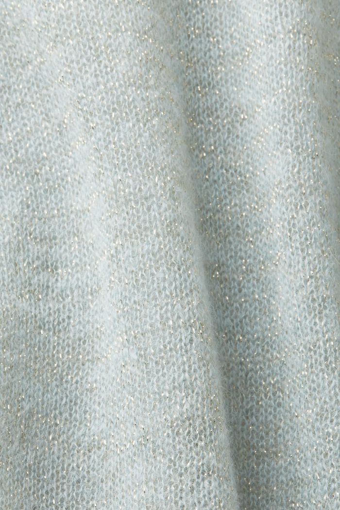 Sweter z efektownym połyskiem, z wełną z alpaki, LIGHT AQUA GREEN, detail image number 5