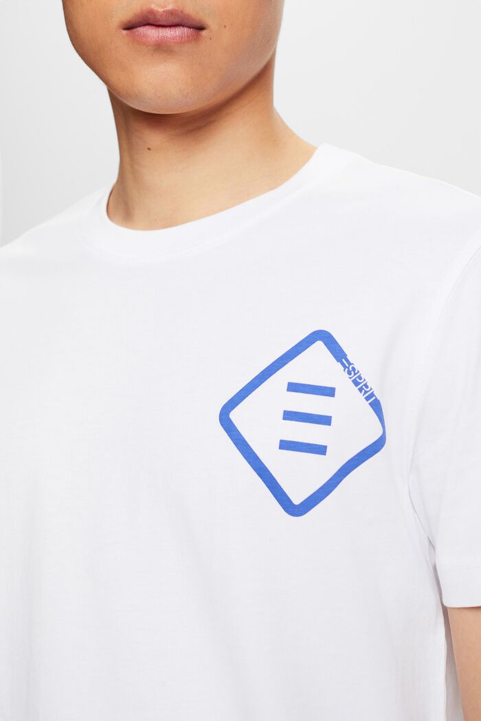 Logowany T-shirt z bawełnianego dżerseju, WHITE, detail image number 3