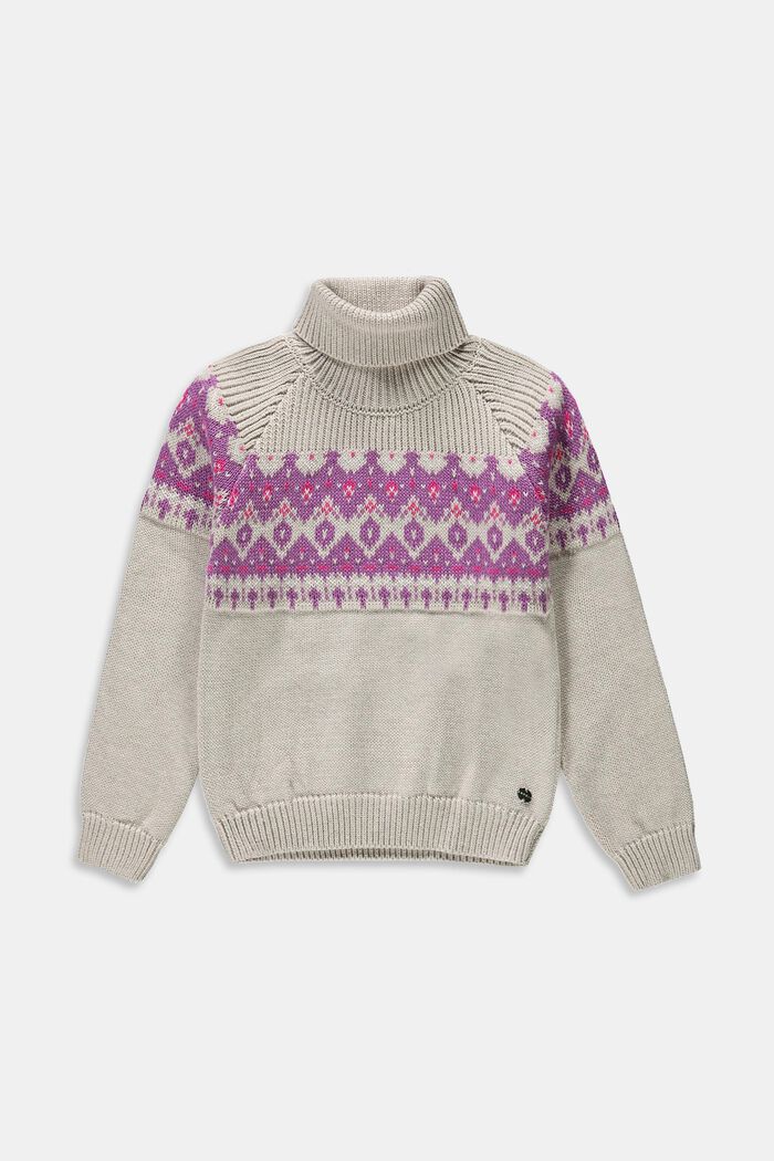 Sweter z kołnierzykiem polo i skandynawskim wzorem