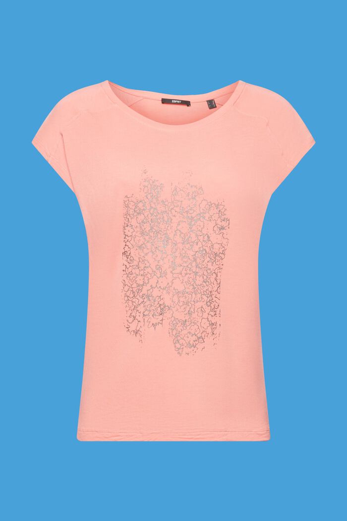 T-shirt z nadrukiem, LENZING™ ECOVERO™, CORAL, detail image number 7
