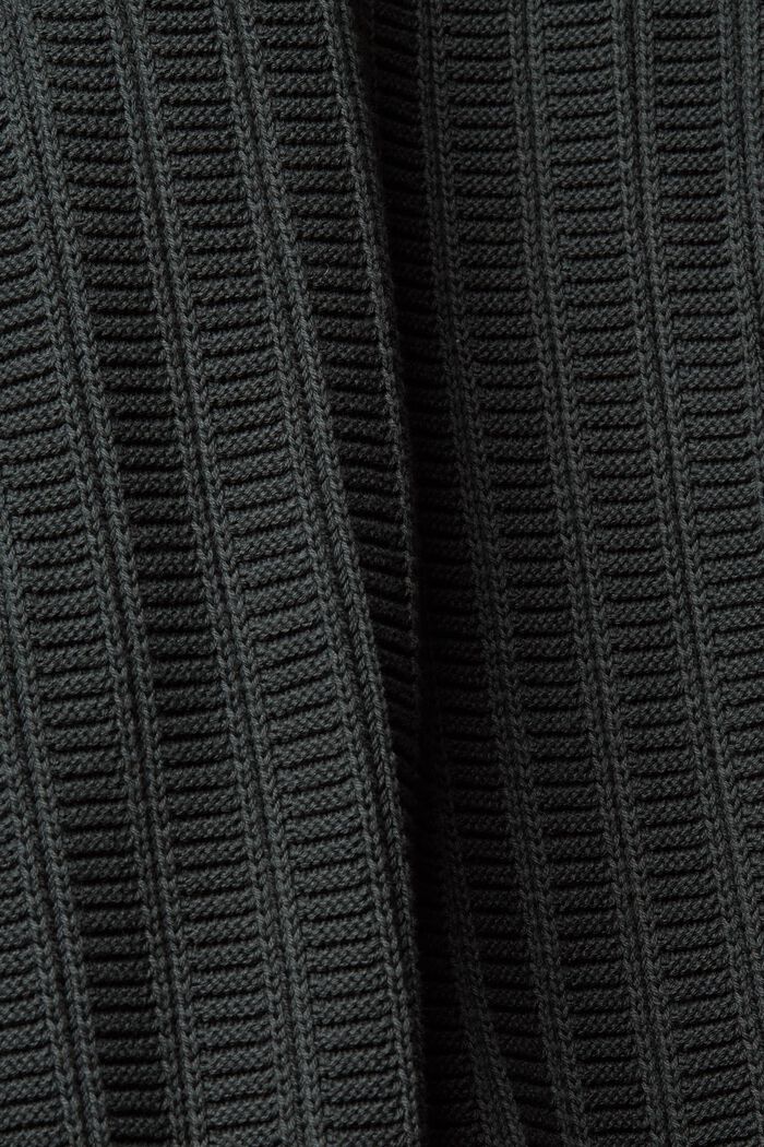 Gruby sweter z zamkiem do połowy długości, DARK TEAL GREEN, detail image number 5
