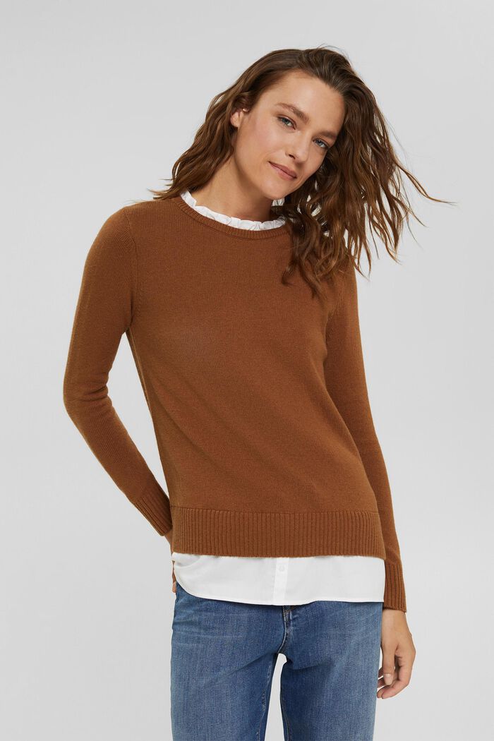 Z wełną: warstwowy sweter, TOFFEE, detail image number 0