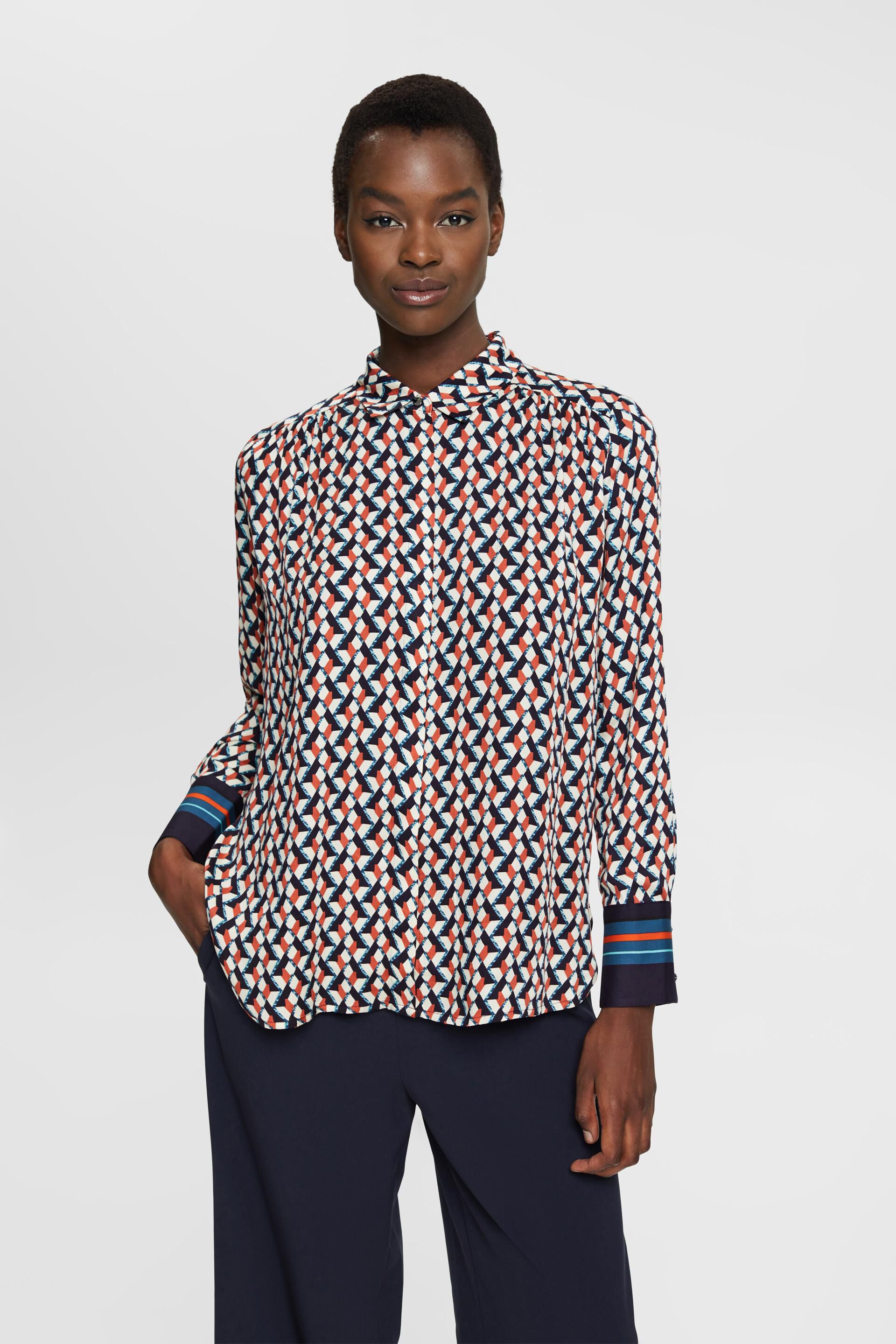 Esprit Koszulowa bluzka Wz\u00f3r w kratk\u0119 W stylu biznesowym Moda Bluzki Koszulowe bluzki 