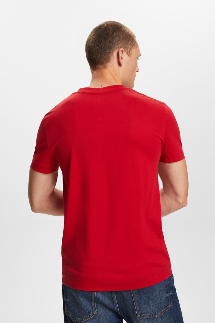 T-shirt z dekoltem w serek, 100% bawełny, DARK RED, detail image number 3