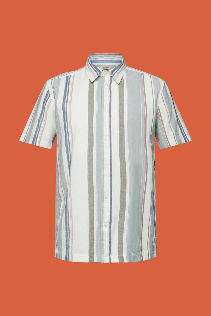 Koszula z krótkim rękawem w paski, 100% bawełny, DUSTY GREEN, detail image number 6